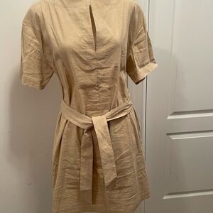 Theory Size 6 Belted Shift Dress, Linen Blend